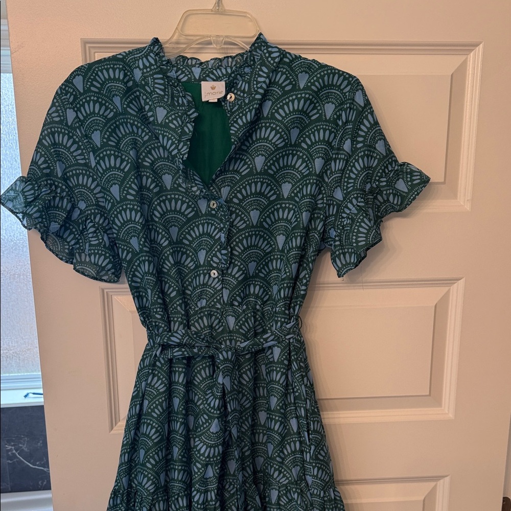 J. Marie Green and Blue Patterned Dress